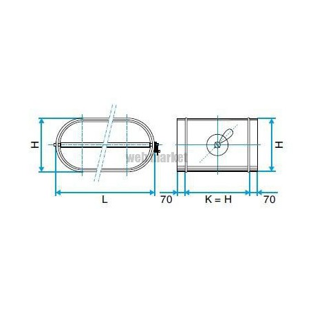 ALDES Registre dSupéquilibrage oblong galvanisé RGO - L 360mm x H 80mm