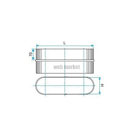 ALDES Raccord mâle oblong galvanisé RMO - L 410mm x H 165mm