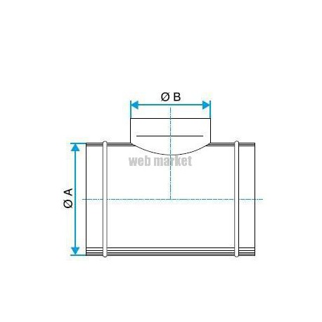 ALDES Té Equerre aluminium : TE 90° - Diamètre 250/160