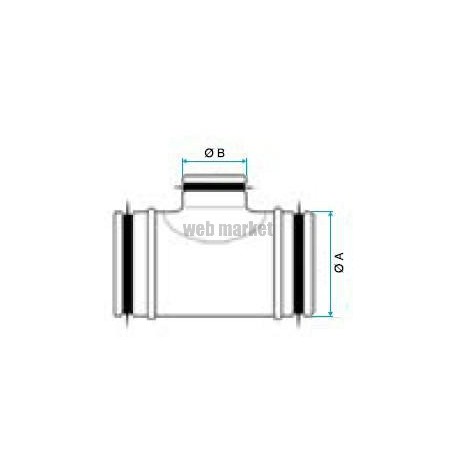 ALDES Té équerre galvanisé à joint - Diamètre 200/125 mm