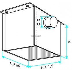 ALDES Plénum RE F0 avec piquage sur le côté D355 pour diffuseur SF/AF704 525x525 mm