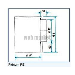 ALDES Plénum RE F0 avec piquage sur le côté D400 pour diffuseur SF/AF704 600x600 mm