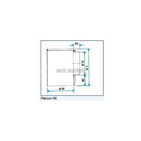 ALDES Plénum RE F0 avec piquage sur le côté D400 pour diffuseur SF/AF704 600x600 mm