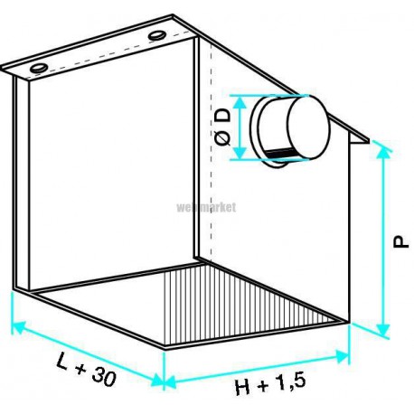 ALDES Plénum RE F0 avec piquage sur le côté D250 pour diffuseur SF/AF704 300x300 mm