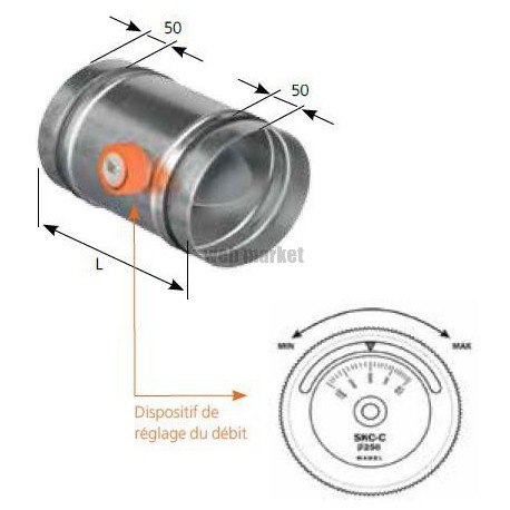 Rr 315 cav - registre manuel d'equilibrage a debit constant diametre 315