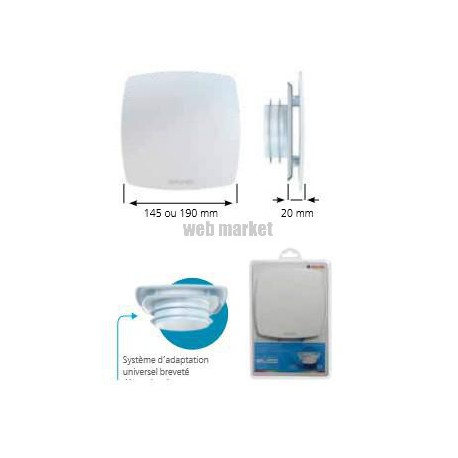 Pb 80 line - bouche fixe universelle design LINE avec manchon court diamètre 80