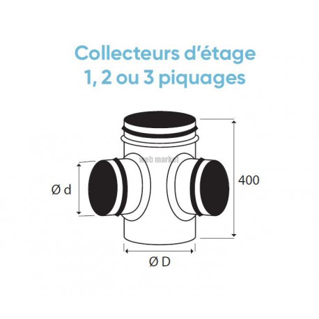 Collecteur d'étage 1 piquage - CET - Diamètre 250 / 125 mm - Avec joint