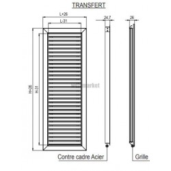 ALDES Grille Gridlined transfert L100 x H310 RAL9016