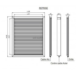 ALDES Grille Gridlined reprise L300 x H710 RAL9016