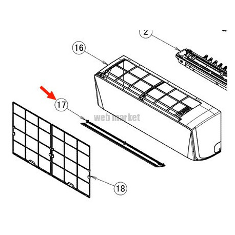 DAIKIN GRILLE REFOULEMENT (1) 3P520137-1 POUR MACHINE ATXC71BV1B